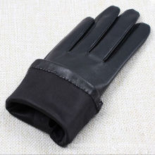 Charming black super leather gloves with goat skin